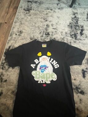 Bape Black Kids Graphic Logo Tee with Multicolor Print